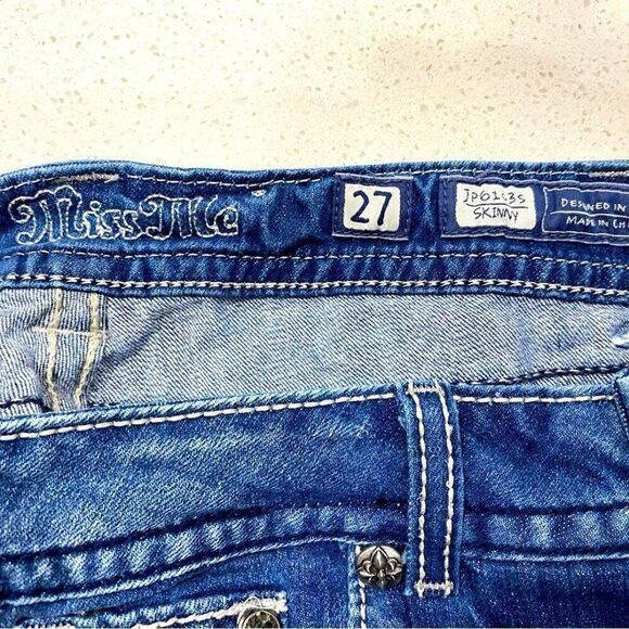 Miss Me Low Rise Skinny Jeans 27x31 Stretch Embroidered Pockets EUC - Picture 5 of 12